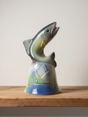 Vintage Ceramic Trout Bell | Rustic Cabin Decor Canadiana Style